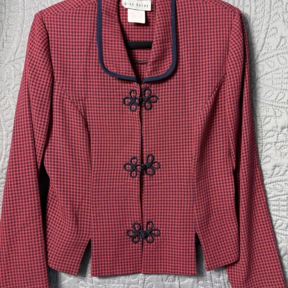 Elegant Red and Black Women's Blazer